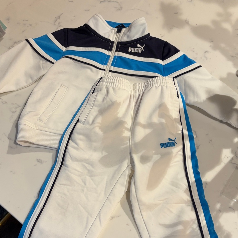 Puma Navy and White Tracksuit with Blue Accents